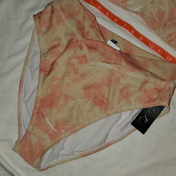 NWT Ibiza Beige and Peach Shimmer Highwaist bikini set XL - Picture 4 of 6